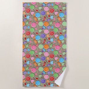 Colourful Candy & Lollipops Beach Towel