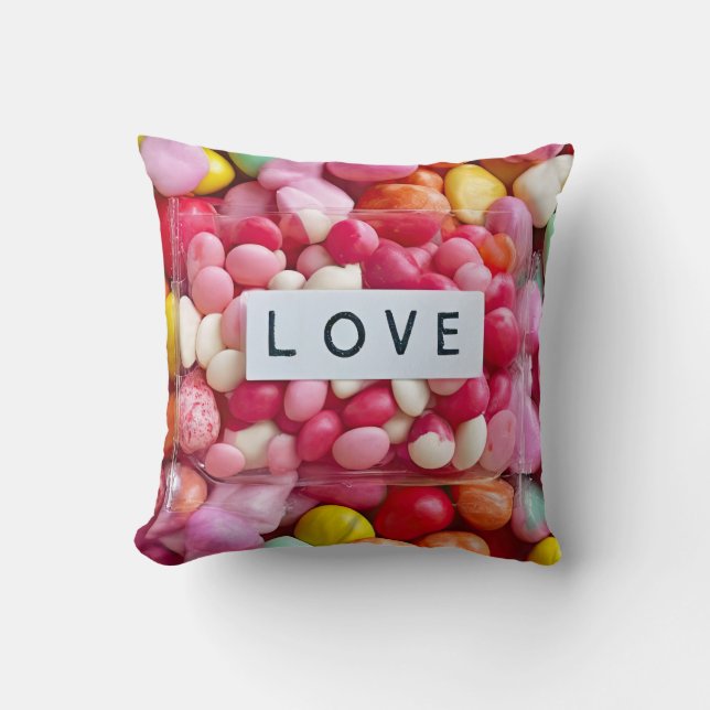 Colourful Candy Love Wedding Celebration Present Throw Pillow (Front)