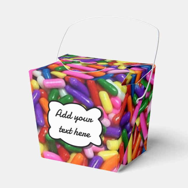 Colourful Candy Sprinkles Custom Text Favor Box (Front Side)