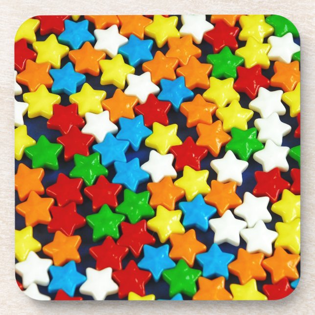 Colourful candy stars pattern coaster (Front)