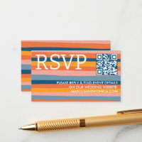 Colourful Candy Stripes Cheerful Bold QR Code RSVP