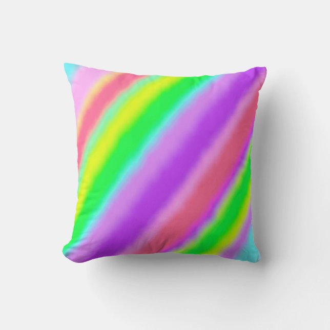 Colourful Candy Stripes Ombre Shadow Throw Pillow (Front)