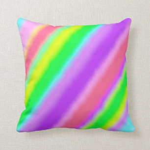 Colourful Candy Stripes Ombre Shadow Throw Pillow