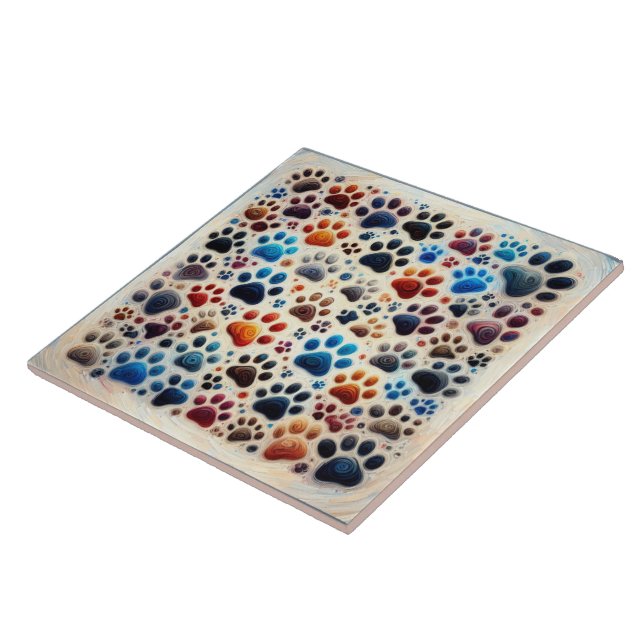 Colourful canine dog paw print with passion tile (Side)