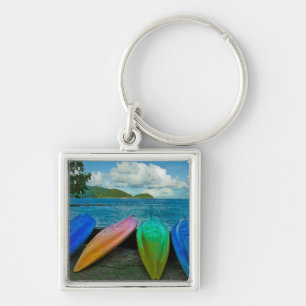 Colourful Canoes On The Beach In Pago Pago Keychain