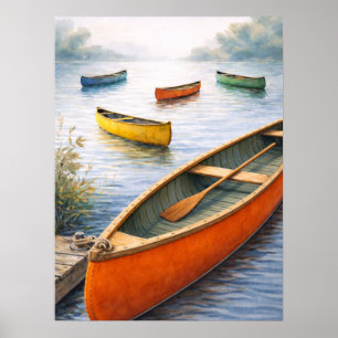 Colourful Canoes Poster