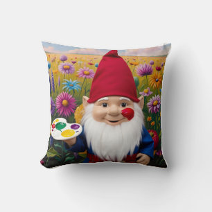 Colourful Canvas Gnome: Mother's Day Art Throw Pillow