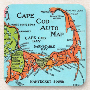 Colourful Cape Cod Map Coaster