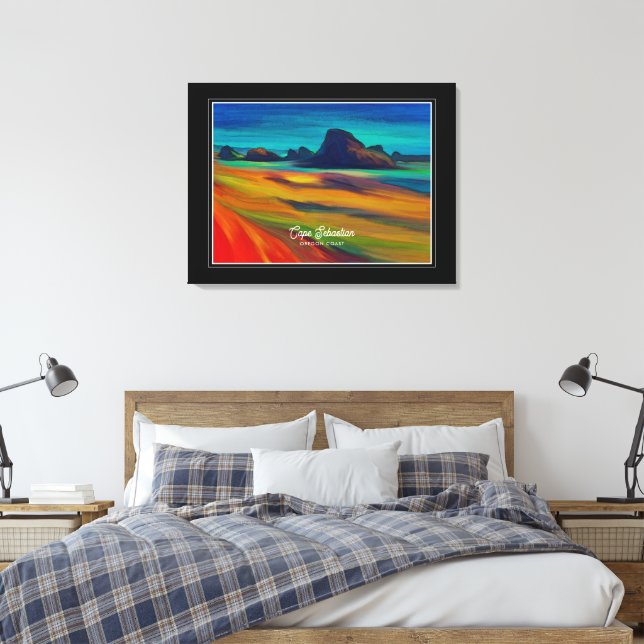 Colourful Cape Sebastian Oregon Coast Art Canvas Print (Insitu(Bedroom))