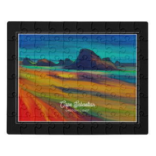 Colourful Cape Sebastian Oregon Coast Art Jigsaw Puzzle
