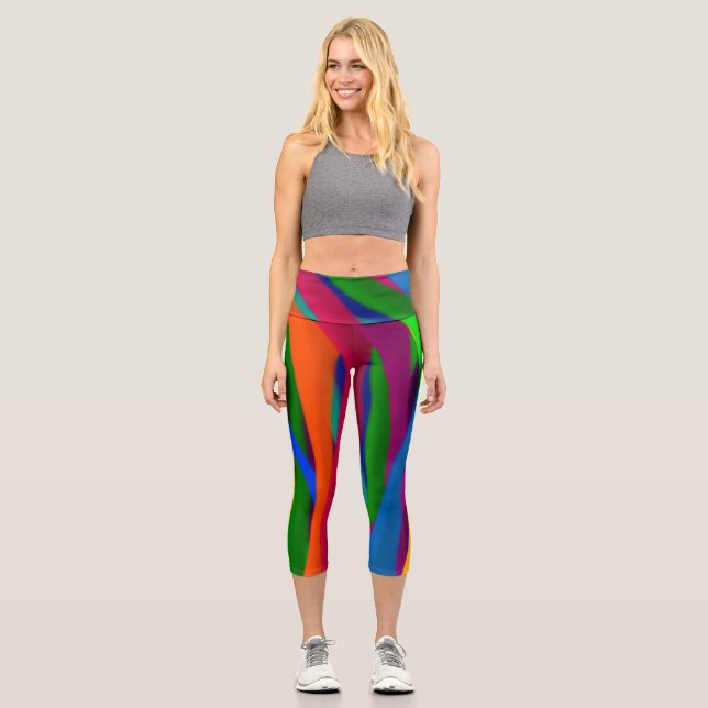 Colourful Capri Cropped 02 Yoga Pants (Front)