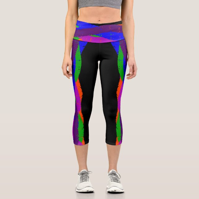 Colourful Capri Cropped 06 Yoga Pants (Front)