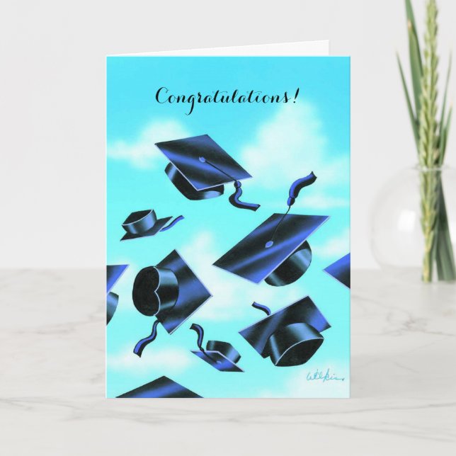 Colourful caps graduation customizable card (Front)