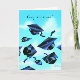 Colourful caps graduation customizable card