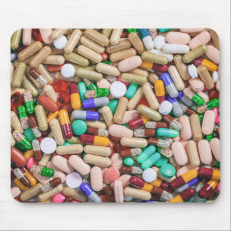 Colourful capsules, pills mouse pad
