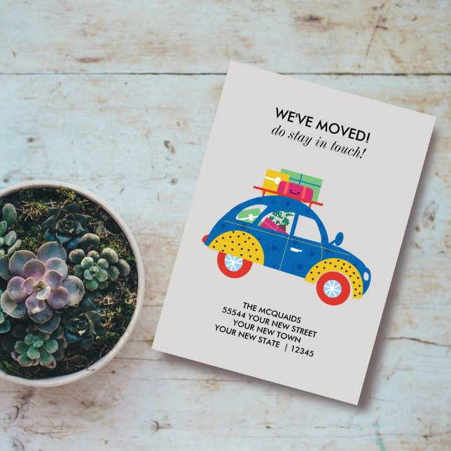 Colourful Car on the Move Flat Announcement Card (Creator Uploaded)