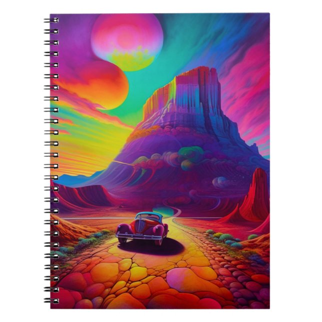 Colourful Car Scene Notebook (Front)