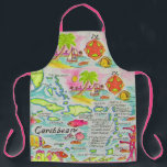 Colourful Caribbean Islands Apron<br><div class="desc">Wonderfully colourful illustrated map of the Caribbean Islands repurposed on a wonderful apron. Perfect for a beach house / cottage and what a great birthday gift!</div>