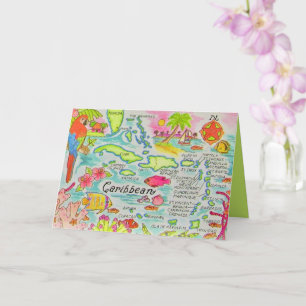 Colourful Caribbean Islands Birthday Card