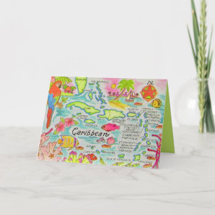 Colourful Caribbean Islands Birthday Card