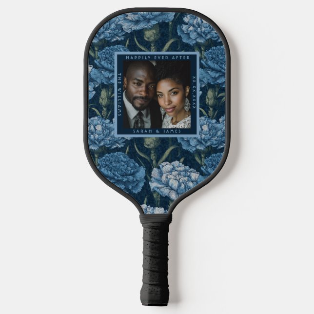 Colourful Carnation Accent Boho Wedding Pickleball Paddle (Back)