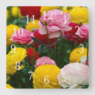 Colourful Carnation Flowers Clock