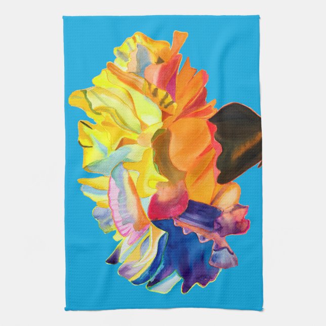 Colourful carnation pop art flower kitchen towel (Vertical)