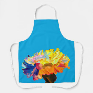 Colourful carnation watercolor flower apron