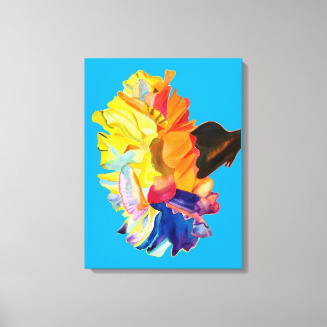 Colourful carnation watercolor flower canvas print (Front)