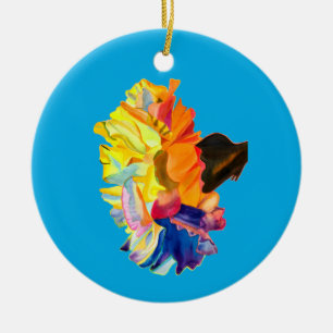 Colourful carnation watercolor flower ceramic ornament