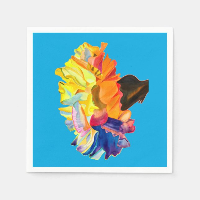 Colourful carnation watercolor flower napkin (Front)