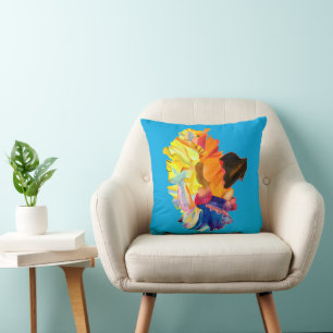 Colourful carnation watercolor flower throw pillow