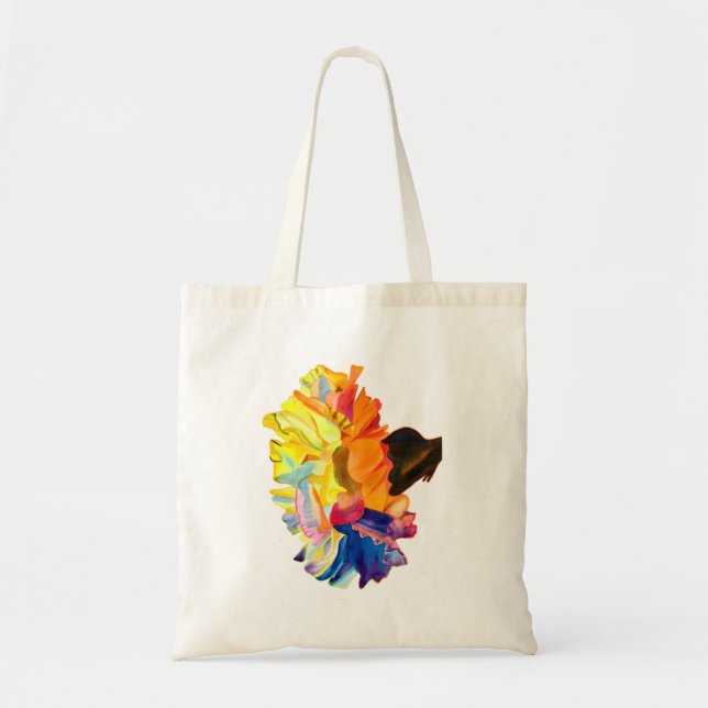 Colourful carnation watercolor flower tote bag (Front)