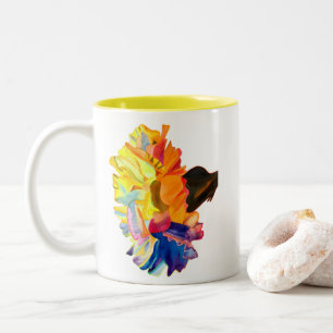 Colourful carnation watercolor flower Two-Tone coffee mug