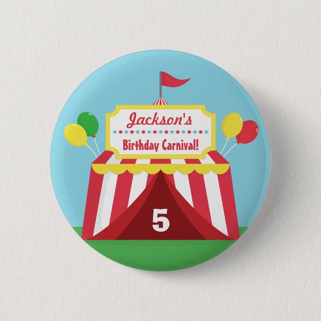 Colourful Carnival Kids Birthday Party Favours 2 Inch Round Button (Front)