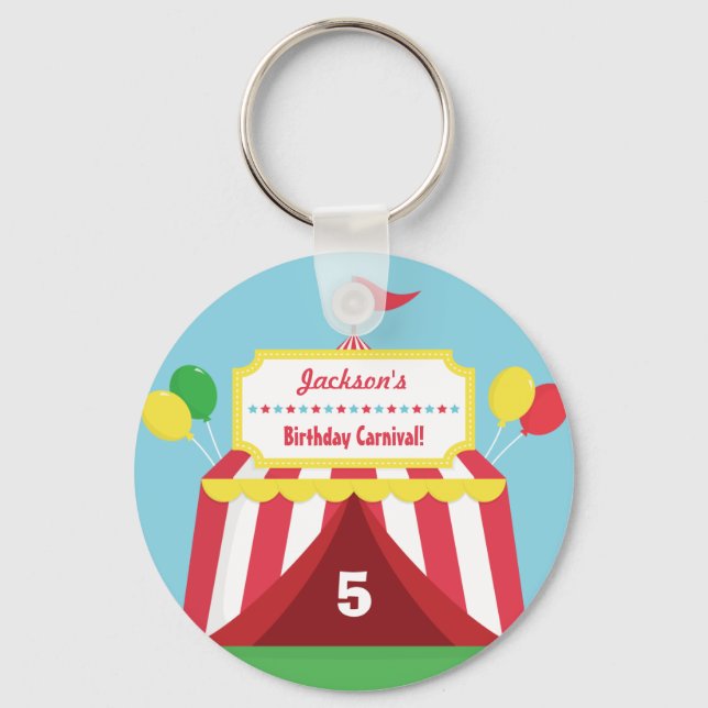 Colourful Carnival Kids Birthday Party Keychain (Front)