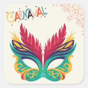 Colourful Carnival Mask – Festive Mardi Gras Desig Square Sticker