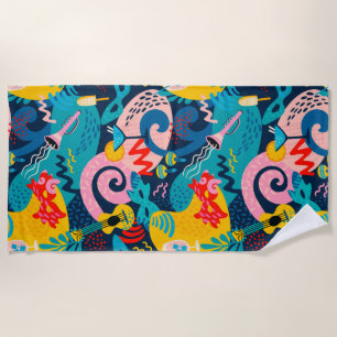 Colourful carnival pattern beach towel