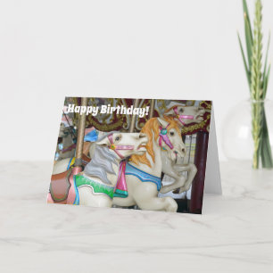 Colourful carousel horses card