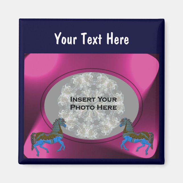 Colourful Carousel Horses Design Photo Magnet (Front)