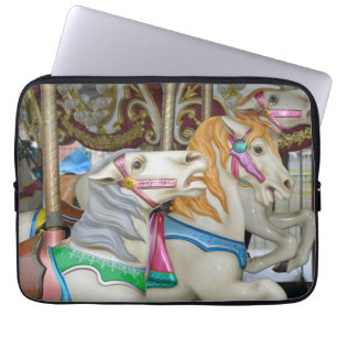 Colourful carousel horses laptop sleeve