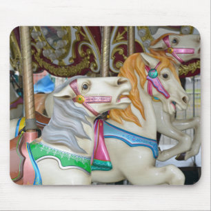 Colourful carousel horses mouse pad