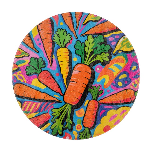Colourful Carrot Explosion Pattern Cutting Board (Front)