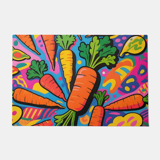 Colourful Carrot Explosion Pattern Doormat (Front)
