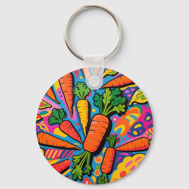Colourful Carrot Explosion Pattern Keychain (Front)