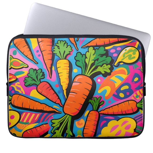 Colourful Carrot Explosion Pattern Laptop Sleeve (Front)