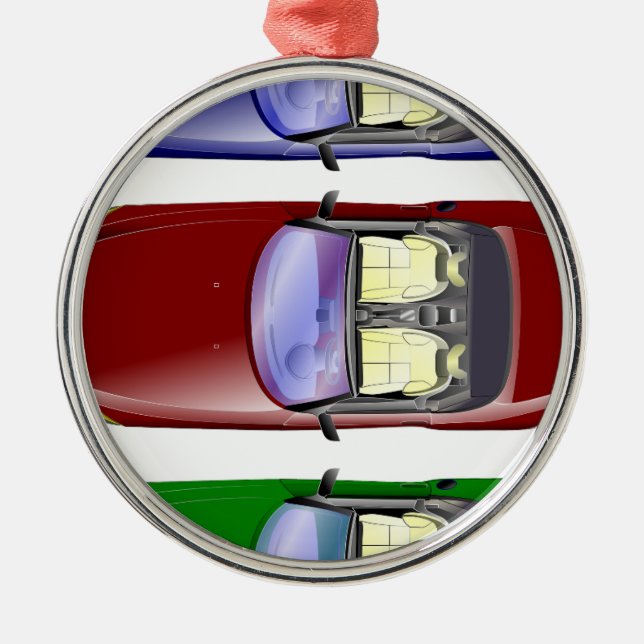 Colourful cars metal ornament (Front)