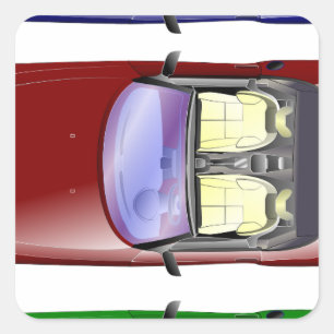 Colourful cars square sticker