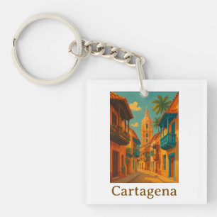 Colourful Cartagena Colombia Caribbean Charm Keychain