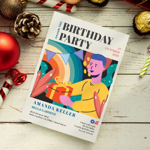 Colourful Cartoon Birthday Invitation